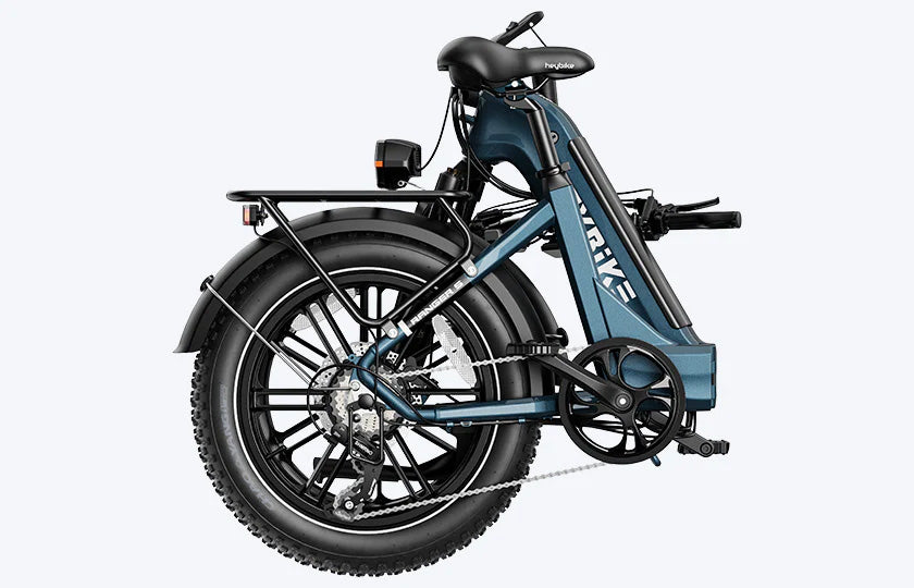 Close-up view of folded Heybike Ranger-s ebike