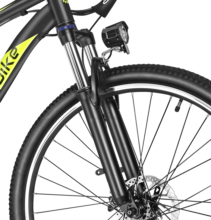 Close-up view of ebike shock absorption