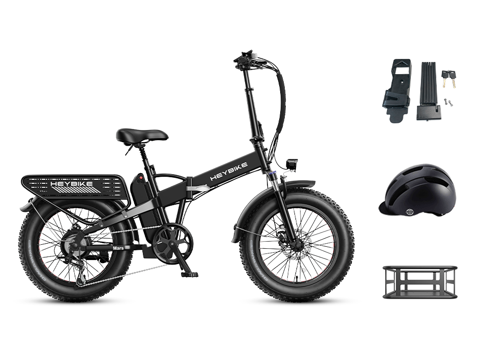 Folding Electric Bike Mars 2.0 Freedom Bundle Sale Heybike Leather Black
