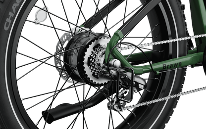Close-up view of Brawn ebike 's hub motor