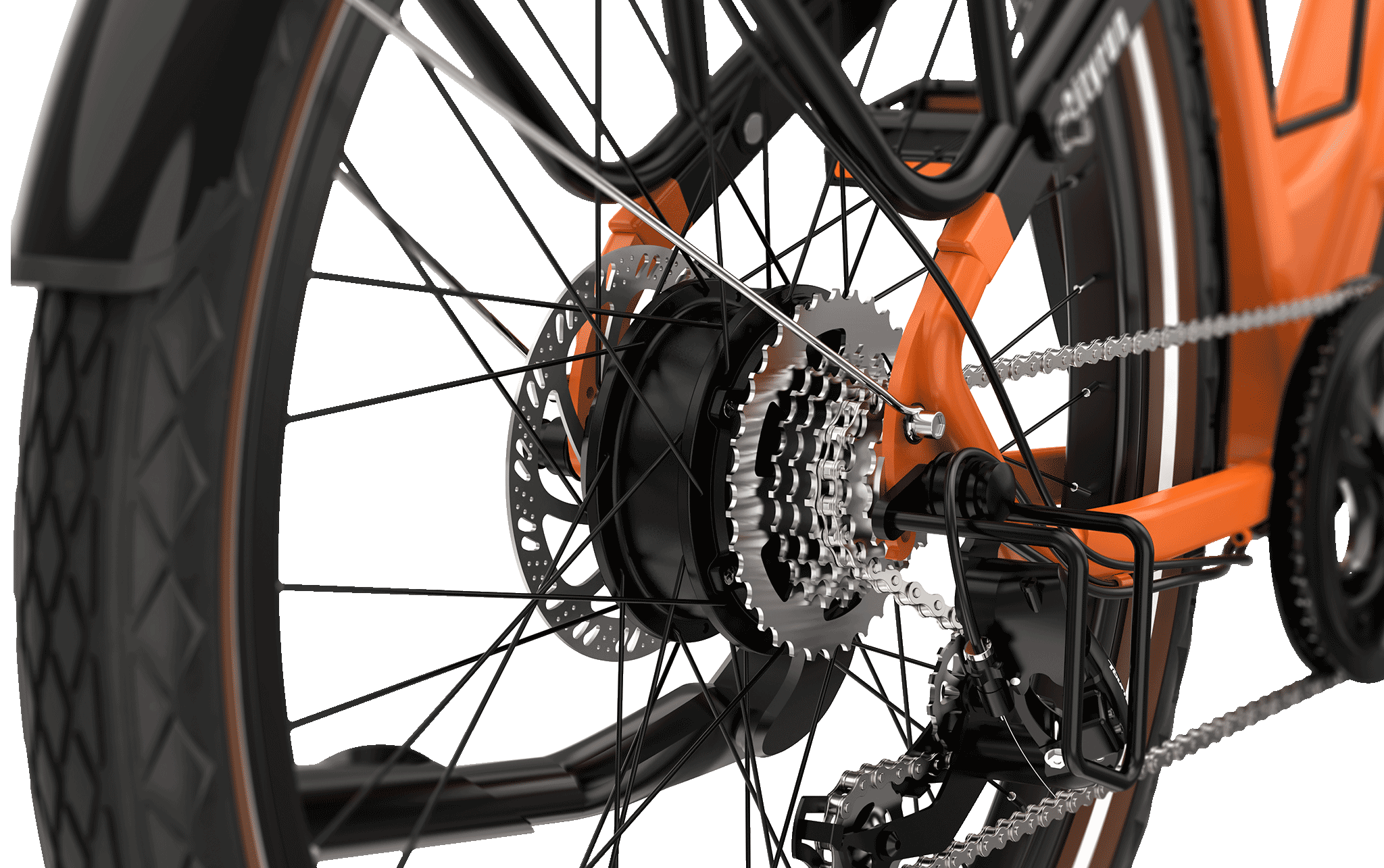 Close-up view of Cityrun ebike's hub motor