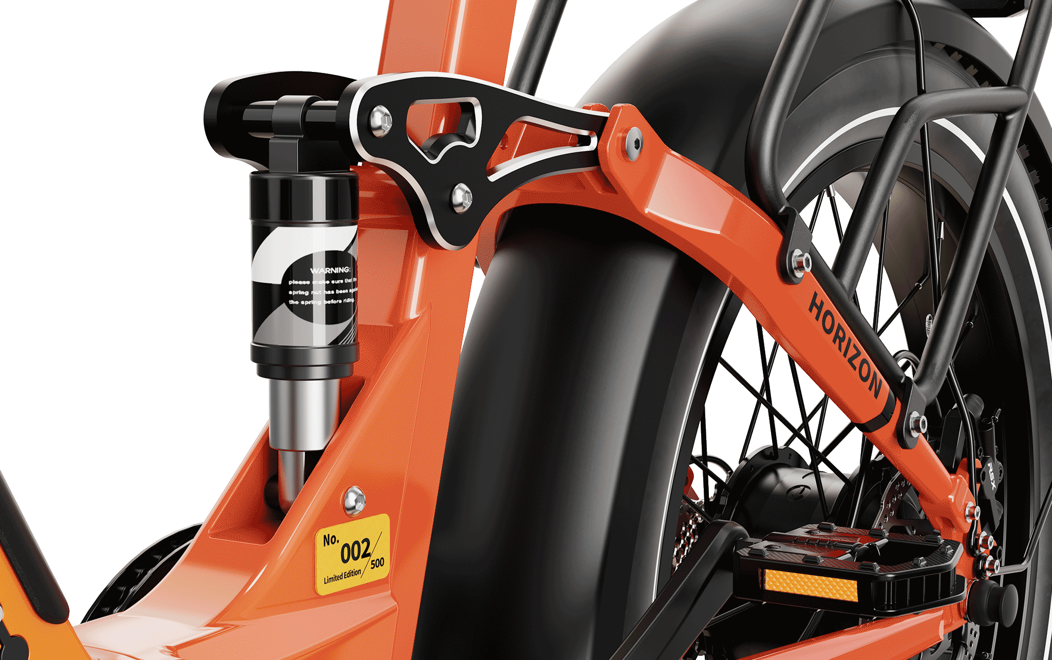 Close-up view of Horizon suspension component
