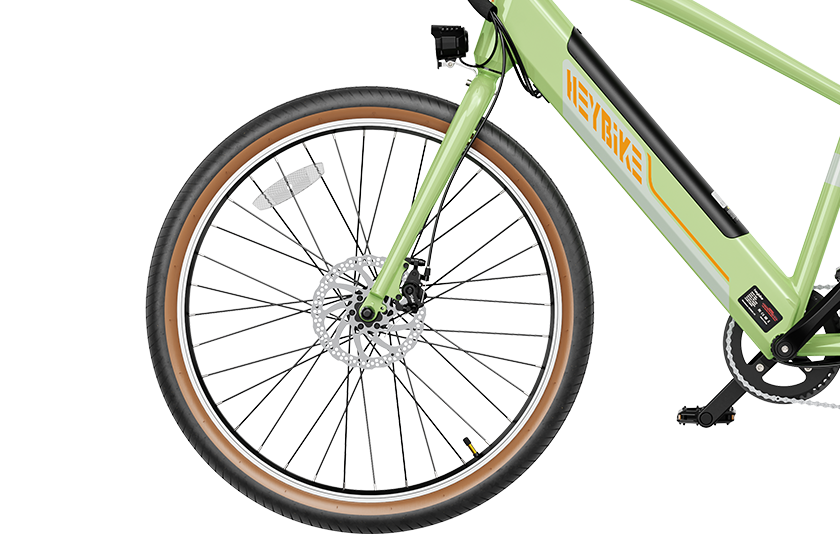 close-up view of 27.5 inch x 2.1 inch tires